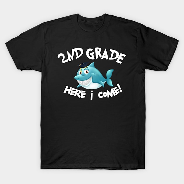 Back To School Shark Kids Gift - 2nd Grade Here I Come! T-Shirt by AwesomeApparel